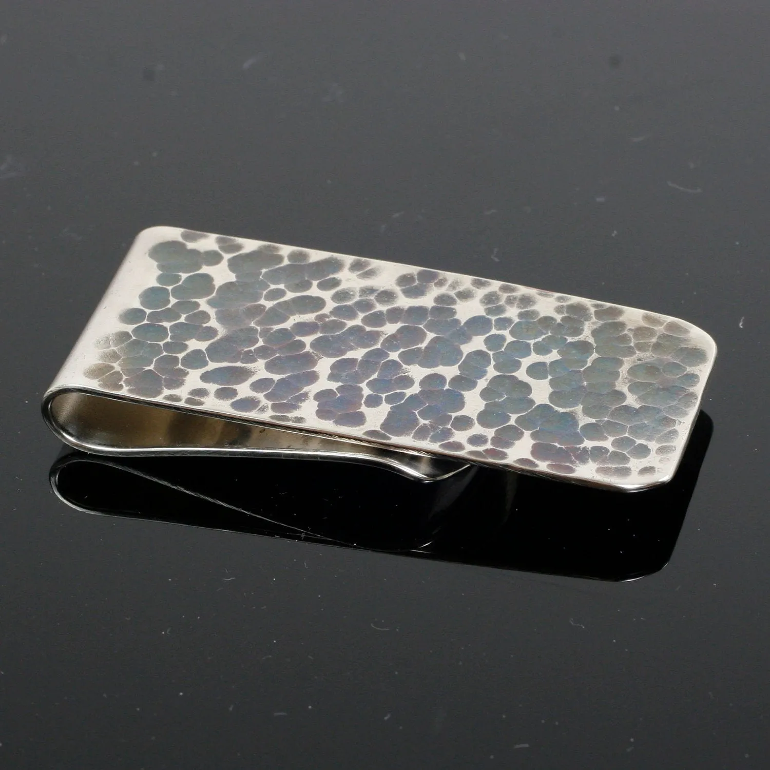 Oxidized and Hammered Sterling Silver Money Clip