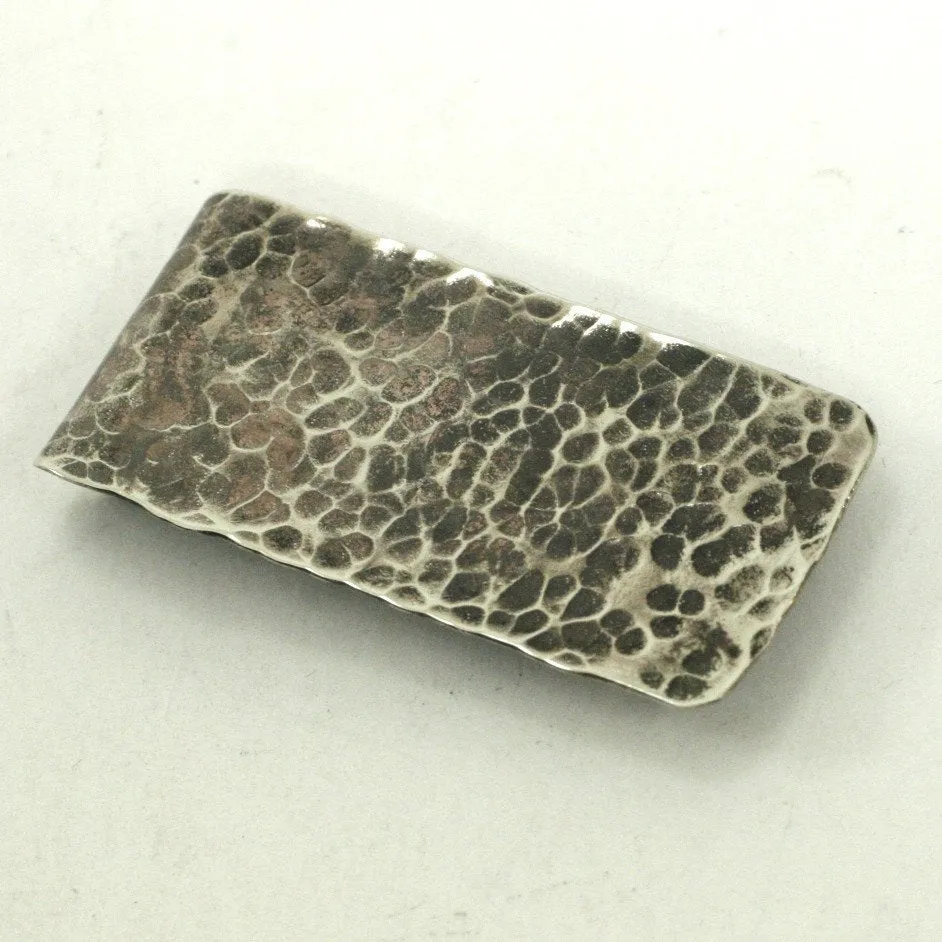 Oxidized and Hammered Sterling Silver Money Clip